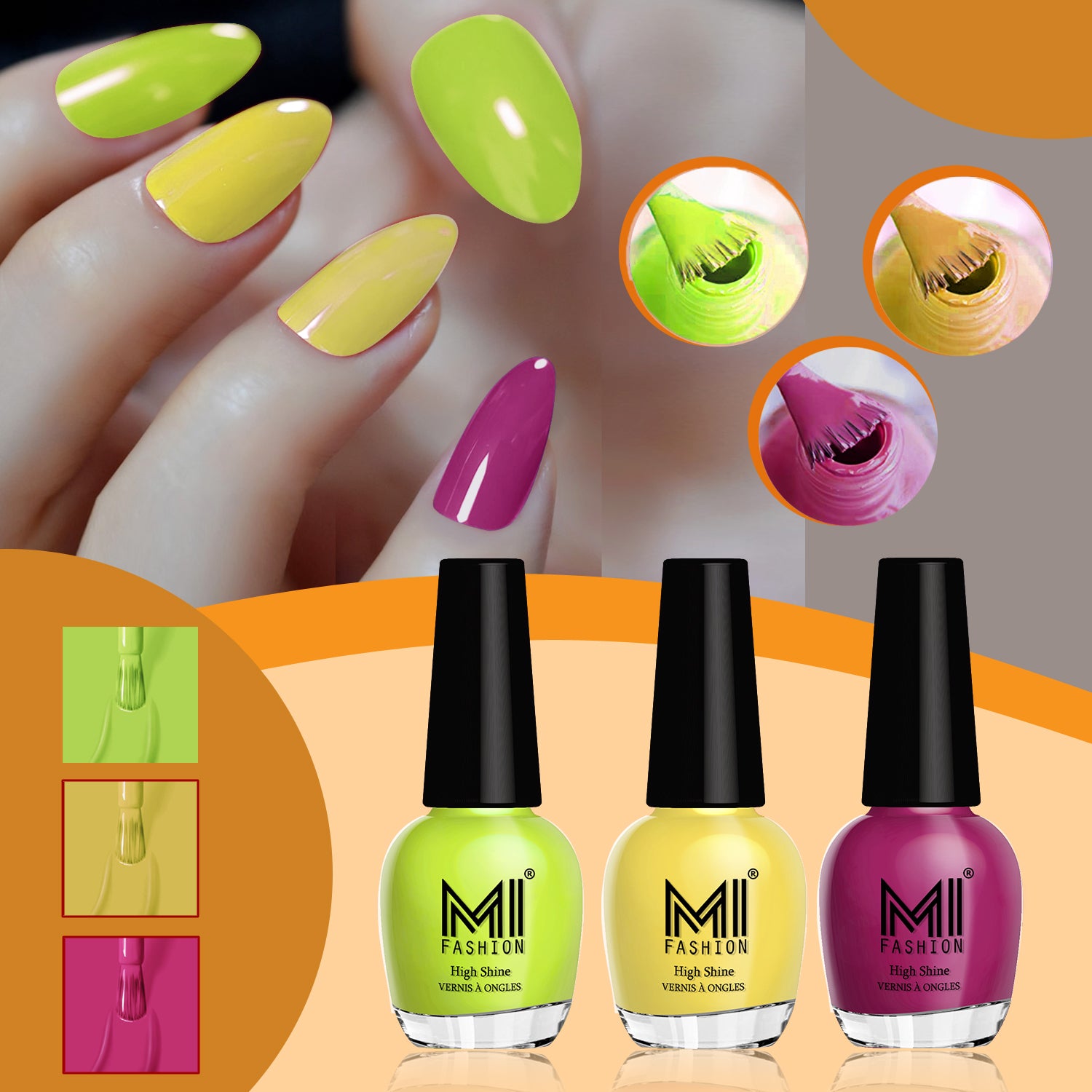 MI Fashion Nail Paint Set High Shine and Long Lasting Glossy Nails Pac