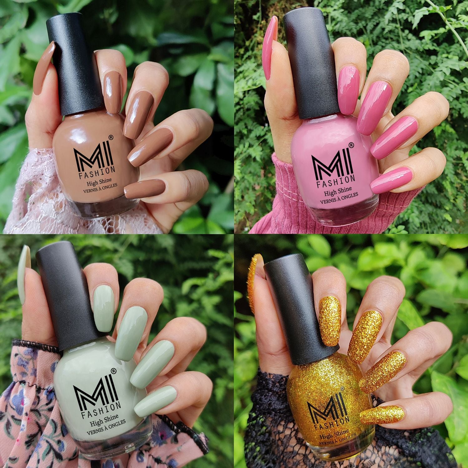 MI Fashion Shine Nail Polish 4pc Combo: Elevate Your Style (Dark Nude,