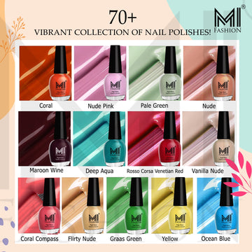 MI Fashion Achieve a Glossy Look with Our Range of Nail Polish Sets Pack of 3 (15ML each)(Sweet Nude,Royal Blue,Chocolate Brown)