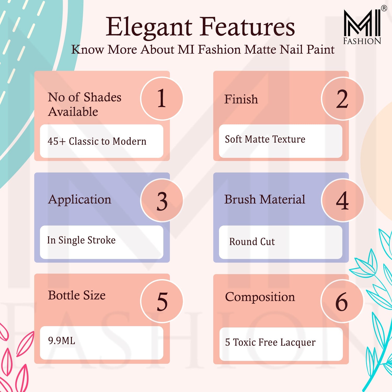 MI Fashion Matte Nail  Polish Features