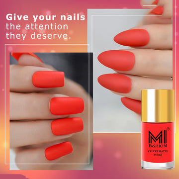 MI Fashion Matte Finish Get a Smooth, Velvety Look with Our Matte Nail Polish (Orange)