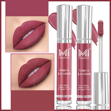 MI Fashion Lip Love Experience the Love Affair of a Lifetime with Our Luxurious Liquid Matte Lipstick Pack of 2 (3.5ML each) (Light Chocolate,Brown)