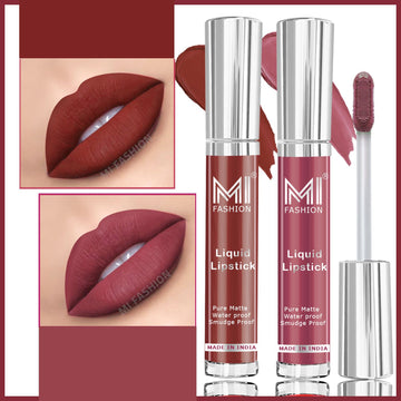 MI Fashion Matte Marvel Get the Perfect Matte Lip with Our Long-Lasting Liquid Lipstick Pack of 2 (3.5ML each) (Light Chocolate,Dark Brown)