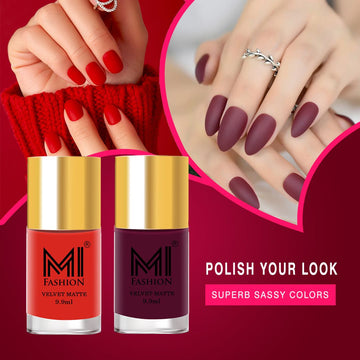 MI Fashion The Matte Effect Turn Heads with Our Long-Lasting Matte Nail Polish Pack of 2 (9.9ML each) (Orange,Magenta)