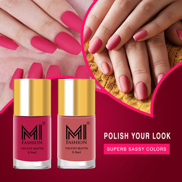 MI Fashion Matte Must-Have Our Matte Nail Polish is a Must-Have for Any Fashion-Forward Woman Pack of 2 (9.9ML each) (Pink,Peach)