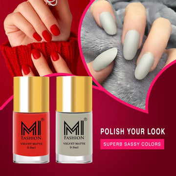 MI Fashion Matte Marvel Achieving a Perfect Matte Manicure Has Never Been Easier Pack of 2 (9.9ML each) (Orange,Light Nude)