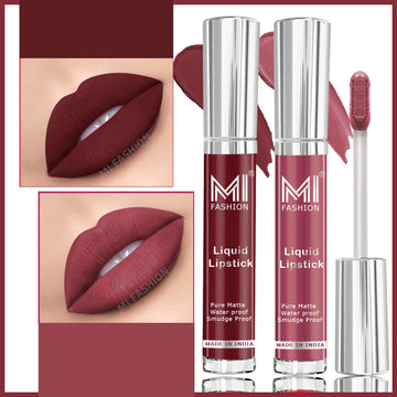 MI Fashion Matte Magic The Perfect Liquid Lipstick for Long-Lasting Wear Pack of 2 (3.5ML each) (Light Chocolate,Coast Brown)