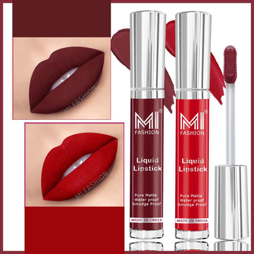 MI Fashion Matte Magic The Perfect Liquid Lipstick for Long-Lasting Wear Pack of 2 (3.5ML each) (Eagle Red,Coast Brown)