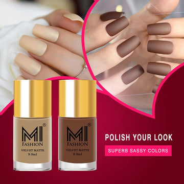 MI Fashion The Matte Effect Turn Heads with Our Long-Lasting Matte Nail Polish Pack of 2 (9.9ML each) (Nude,Nude)