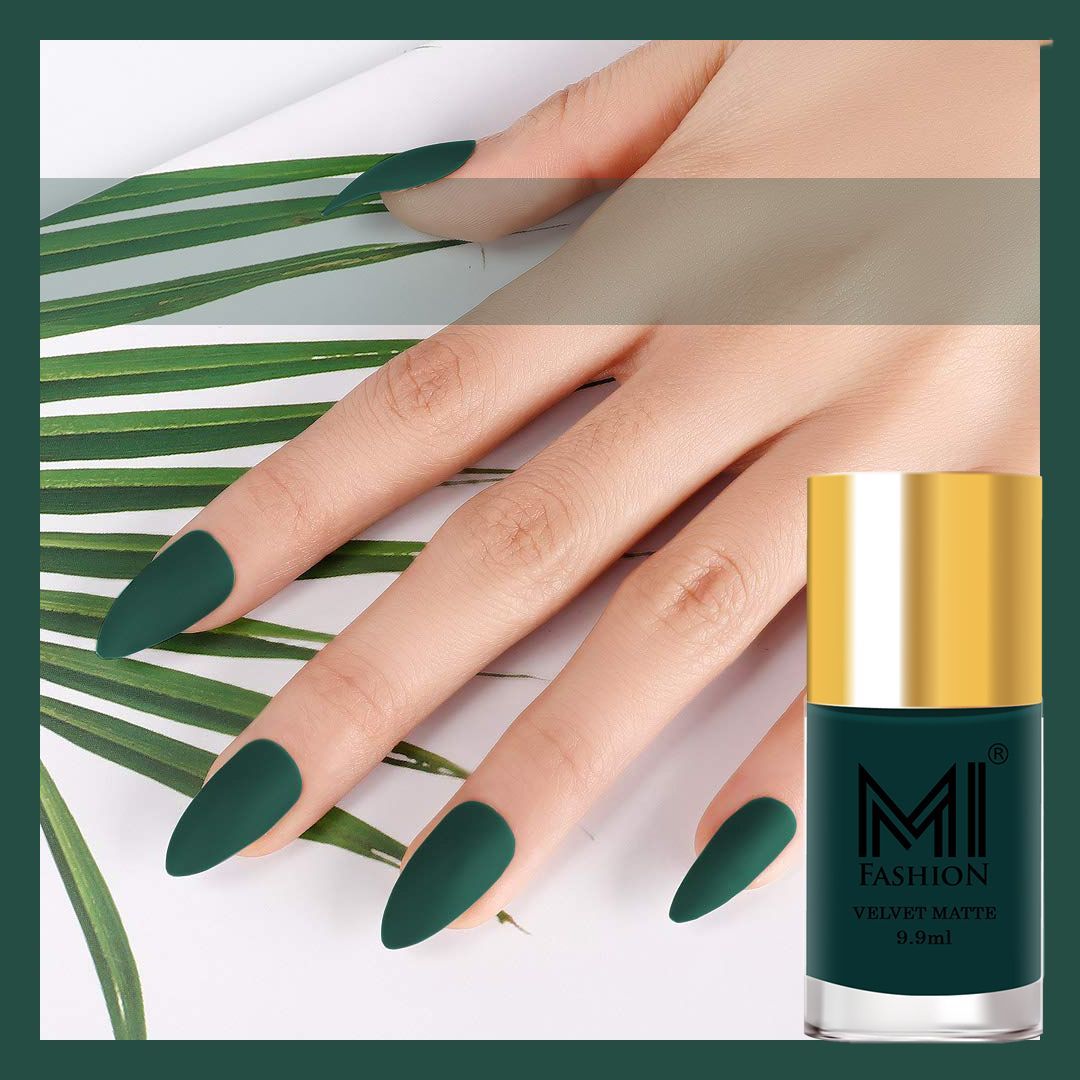 Green matte nail polish