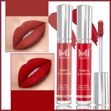 MI Fashion Kiss-Proof Color Our Liquid Matte Lipstick Stays Put All Day Pack of 2 (3.5ML each) (Eagle Red,Brick Red)