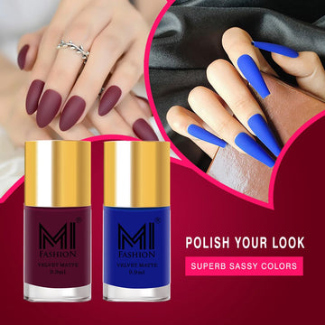 MI Fashion The Matte Effect Turn Heads with Our Long-Lasting Matte Nail Polish Pack of 2 (9.9ML each) (Magenta,Blue)