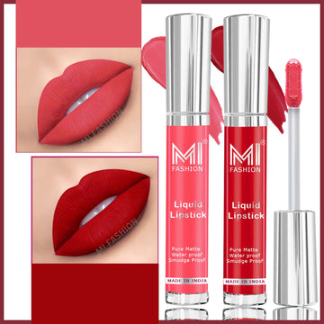 MI Fashion Lip Service Our Liquid Matte Lipstick Delivers on Quality and Performance Pack of 2 (3.5ML each) (Eagle Red,Peach Bae)